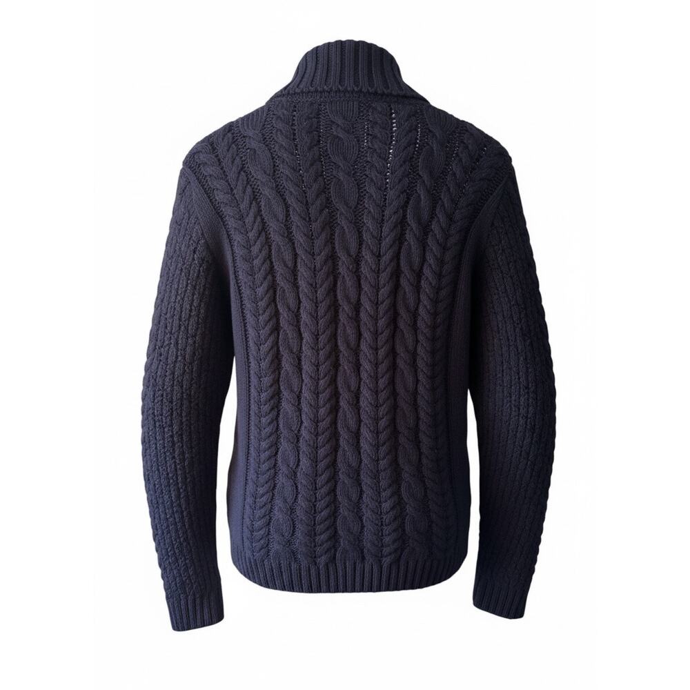 Peregrine Cable Knit Wool Sweater – Made in England – Size XL (Navy)